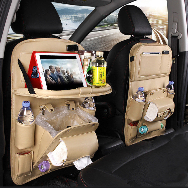 PU Leather Car Storage Bag Seat Back Tray Hanging Organizer Waterproof