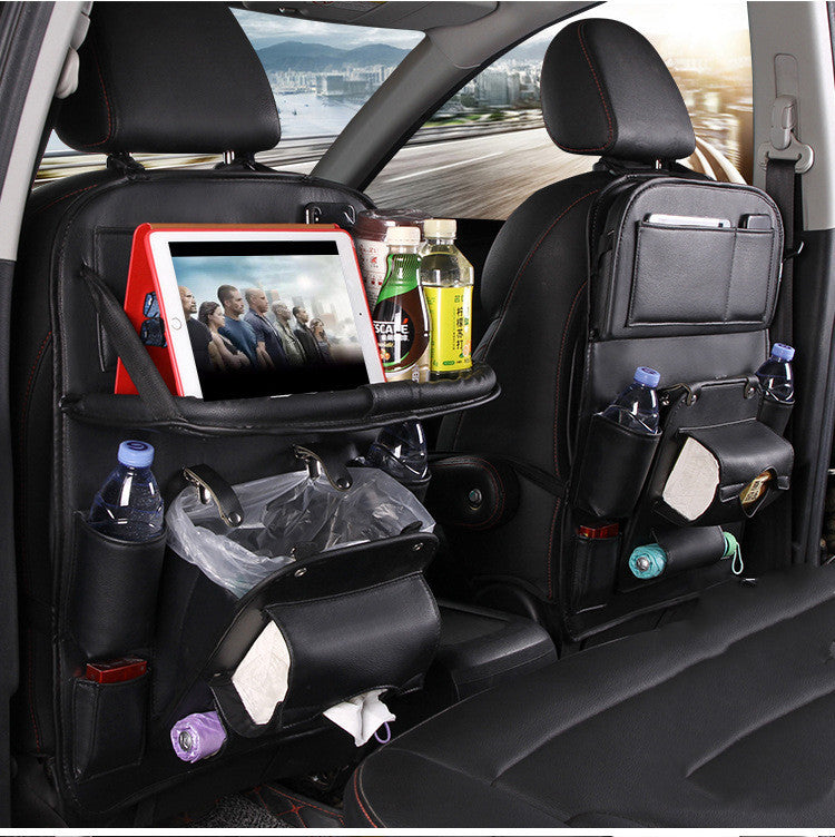 PU Leather Car Storage Bag Seat Back Tray Hanging Organizer Waterproof