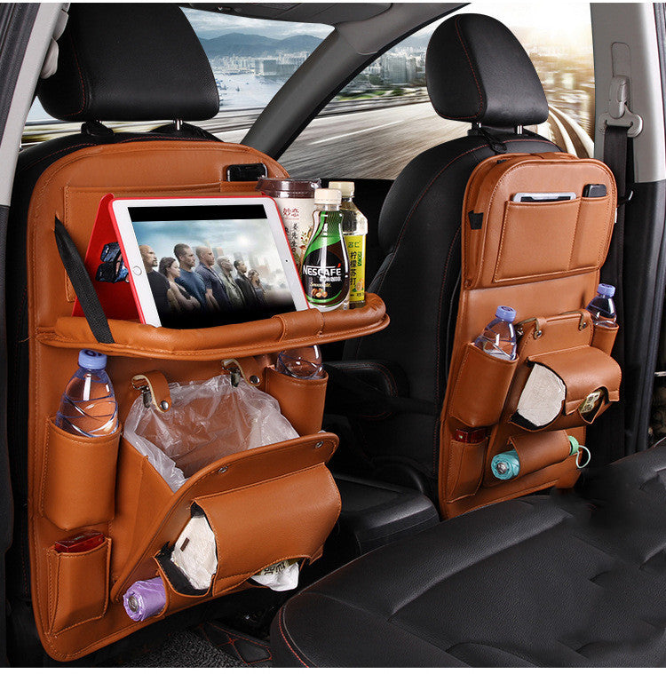 PU Leather Car Storage Bag Seat Back Tray Hanging Organizer Waterproof