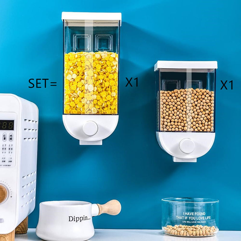 Kitchen Food Storage Easy Press Container Cereal Dispenser Wall Mounted Food Storage Box