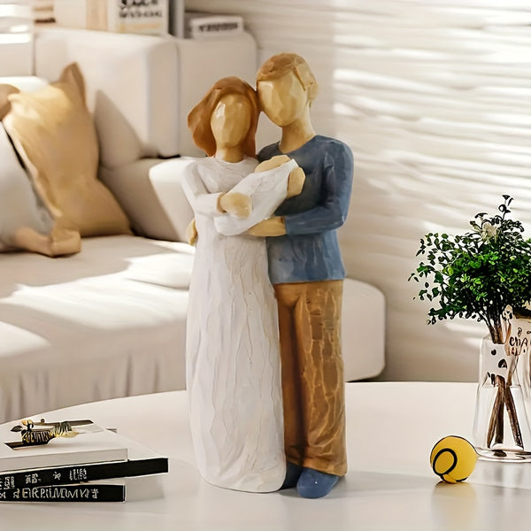 Husband And Wife Holding Baby Statue, Home Decoration Ornaments, Living Room Bedroom Desktop Decorations, Hand-painted Statue Decorative Artwork, Suitable For Christmas, Thanksgiving, Weddings, Anniversary Home Gifts