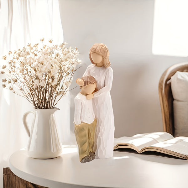 Resin Mother and Child Figurine - Elegant Indoor Collectible Sculpture, Versatile Decor for Various Room Types, Ideal Gift for Mother's Day, Home Accents, No Electricity Required