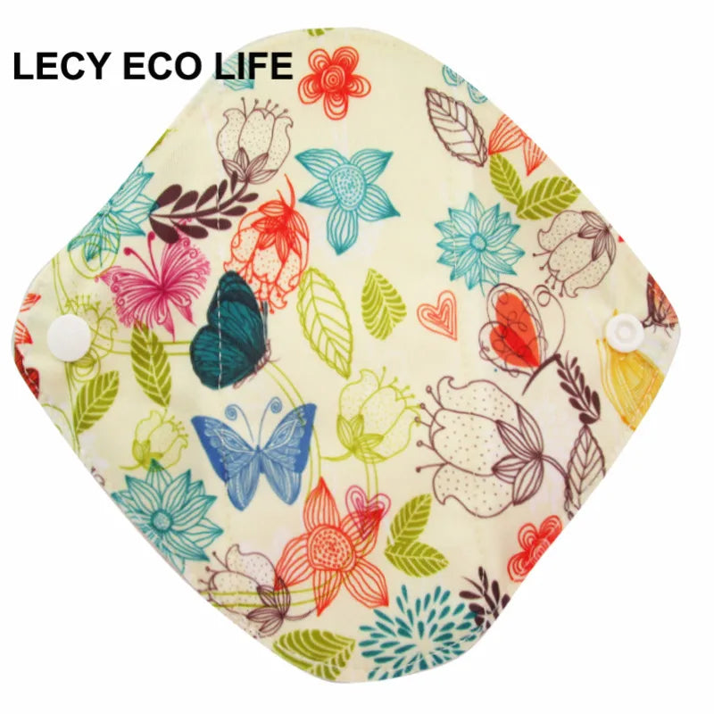 LECY ECO LIFE Reusable Menstrual Cloth Sanitary Pads for women monthly Waterproof 17*17cm, Bamboo Panty Liners Daily pads