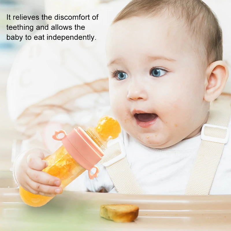 Teether Baby Silicone Rice Paste Cereal Feeding Squeeze Bottle Spoon Feeder for Newborn Child Utensils