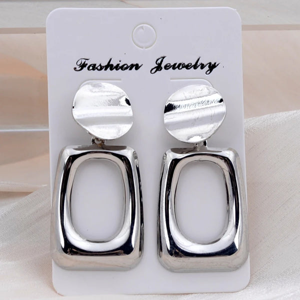 European Fashion Round Hollow Out Square Oval Drop Earrings for Women Wedding Party Classic Jewelry Geometry Metal Earrings