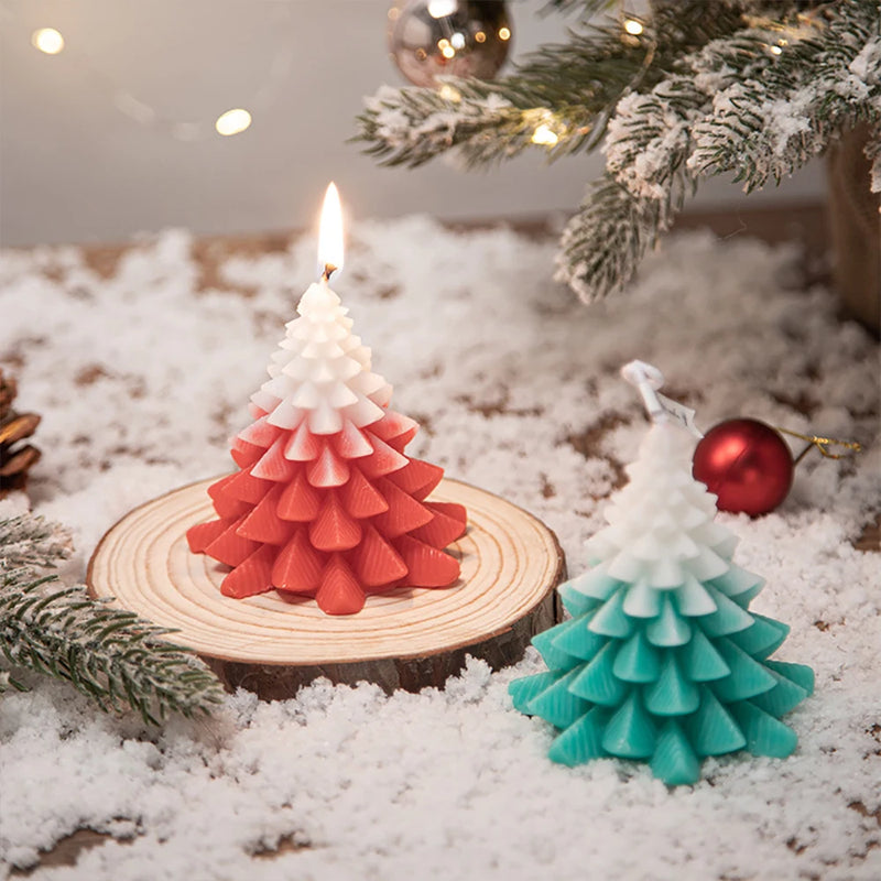 Christmas Scented Candle Christmas Tree Shaped Candle Decoration for Christmas Festival Gifts Home Living Room Decoration Candle