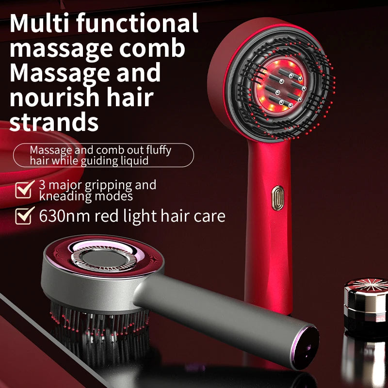 Electric Hair Regrowth Brush with Infrared Light Machine Acupoint Scalp Massage Anti-Hair Loss Exercise Hair Scrubber Combs