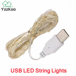 YzzKoo USB LED String Lights Copper Silver Wire Garland Light Waterproof LED Fairy Lights For Christmas Wedding Party Decoration