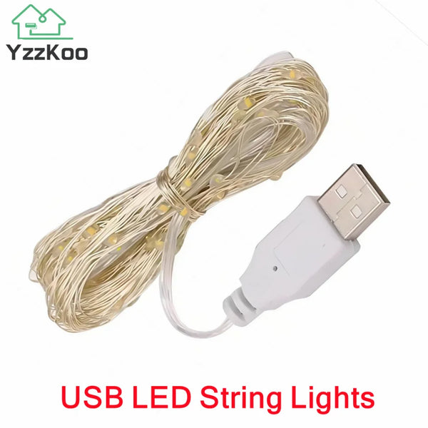 YzzKoo USB LED String Lights Copper Silver Wire Garland Light Waterproof LED Fairy Lights For Christmas Wedding Party Decoration