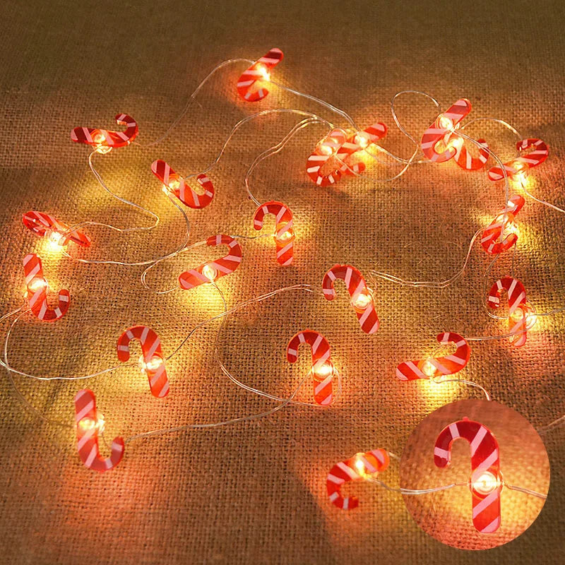 2M 20LED Santa Claus Snowflake LED Light String Christmas Decoration For Home Xmas Tree Ornament 2024 Navidad Kids Gift New Year