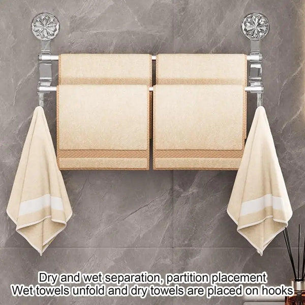 Dual-layer Suction Cup Towel Rack Stainless Steel Bath Towel Holder Shower Door Towel Bar Rack Stainless Steel Bath Towel Holder