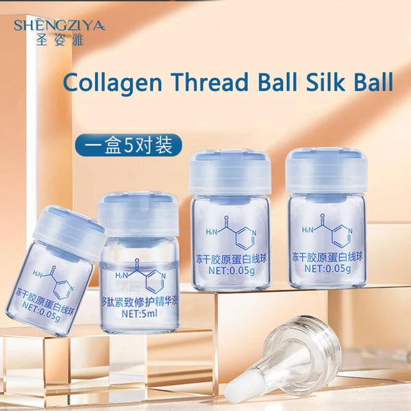 Korea Facial Hydrolyzed Silk Protein Collagen Thread Ball Serum Moisturiz Hydration Lifting Firm Fine lines Essence SkinCare