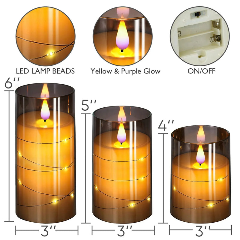 3Pcs Flameless LED Electronic Candle Dropping Wax Tea Light Realistic Flames Led Lamp Christmas Halloween Wedding Home Decor