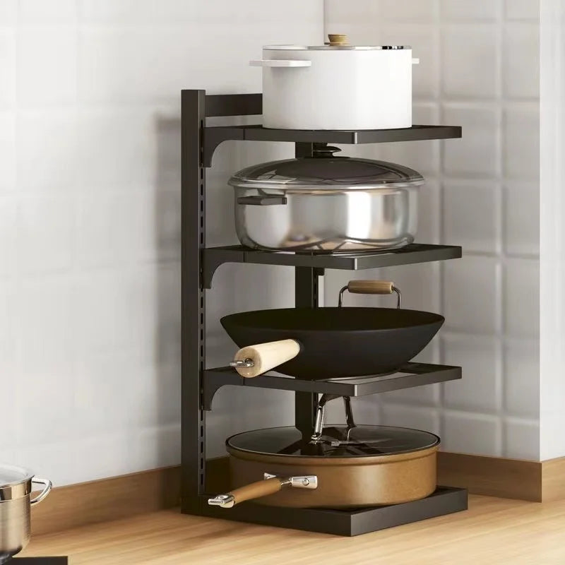 Kitchen Sink Shelf Multi-layer Pot Rack Under Cabinet Storage Organizer Rack Multi-functional Frying Pan Rice Cooker Holder