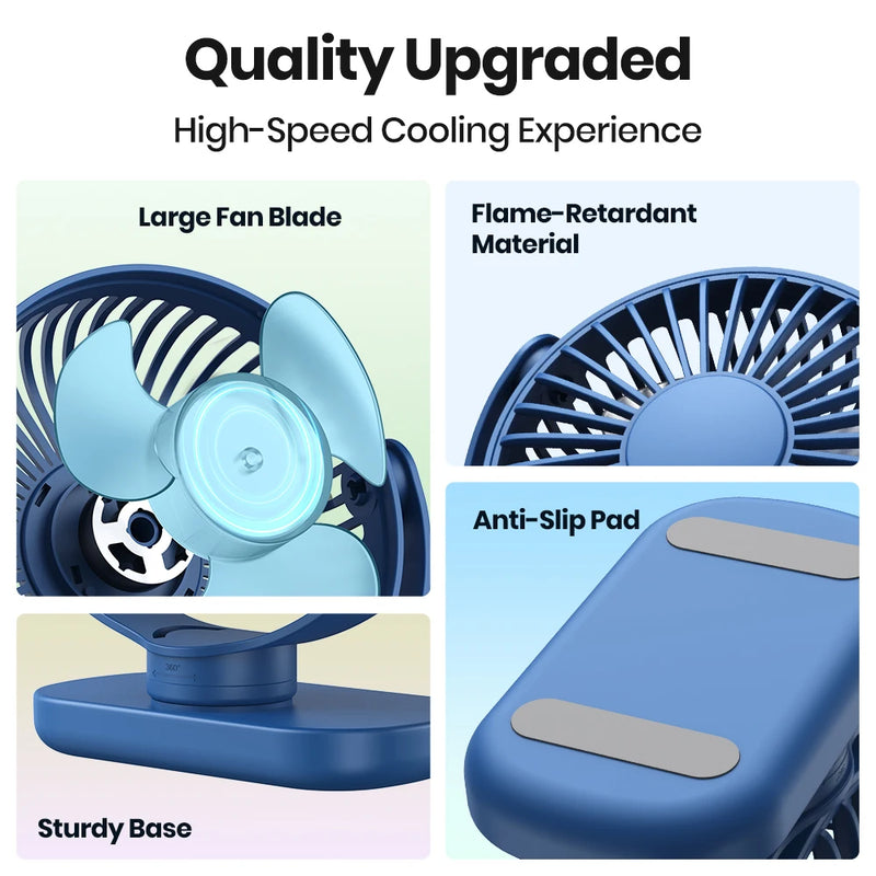 TOPK USB Small Desk Mini Portable Fan 3 Speeds Quiet Desktop Fan 360° Rotatable Adjustment Table Fan for Home Office Bedroom