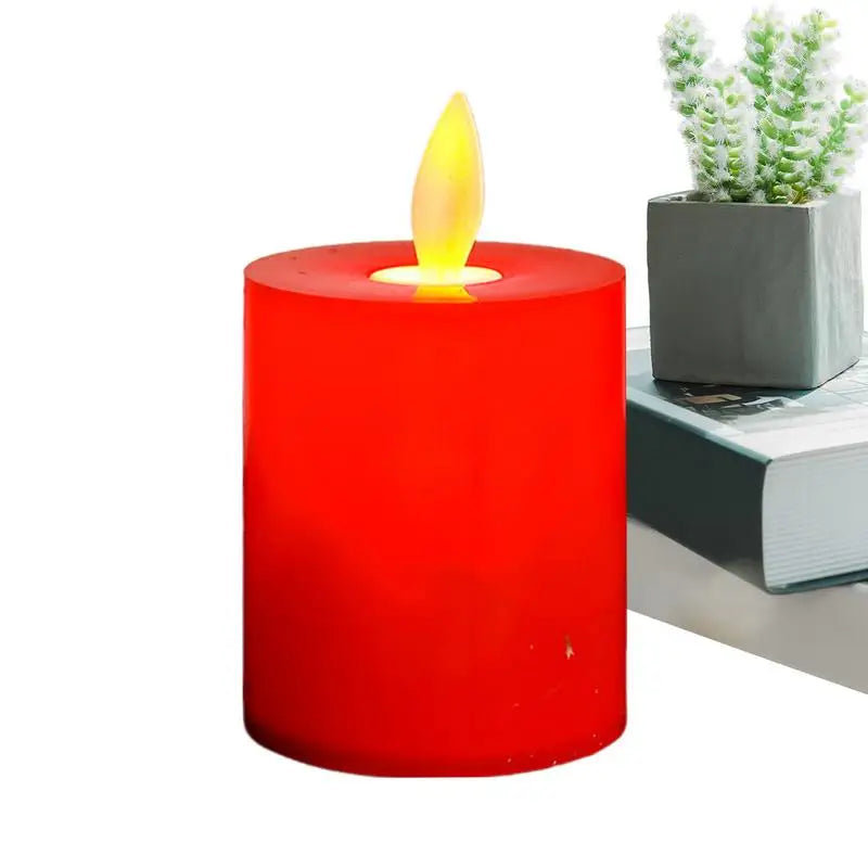 Moving Wick Candles Red Battery Power Flickering Candle Fake Candles for Christmas Wedding Centerpiece LED Candles Home