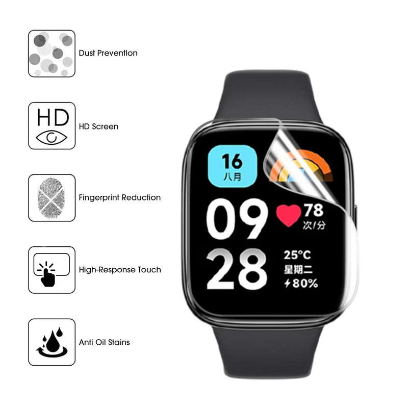 Hydrogel Film For Xiaomi Redmi Watch 3 Active Smartwatch Accessories Curved Soft Screen Protector Redmi Watch 3/3 Lite Not Glass