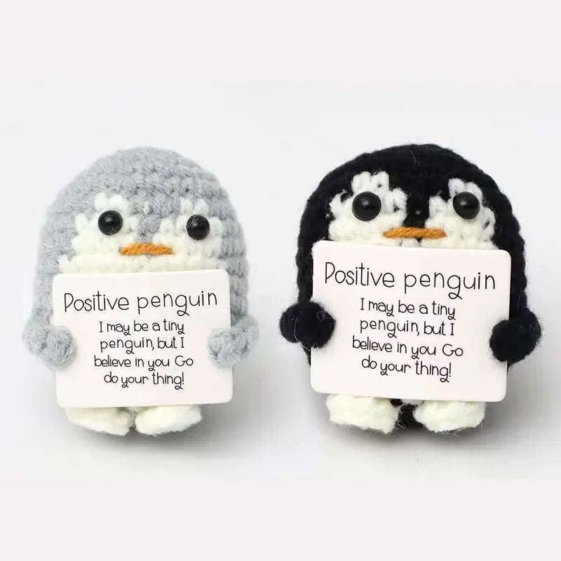 New Positive Energy Potato Eggplant Penguin Duck Knitting Doll with Card Funny Christamas Gift Home Room Decoration Party Favors