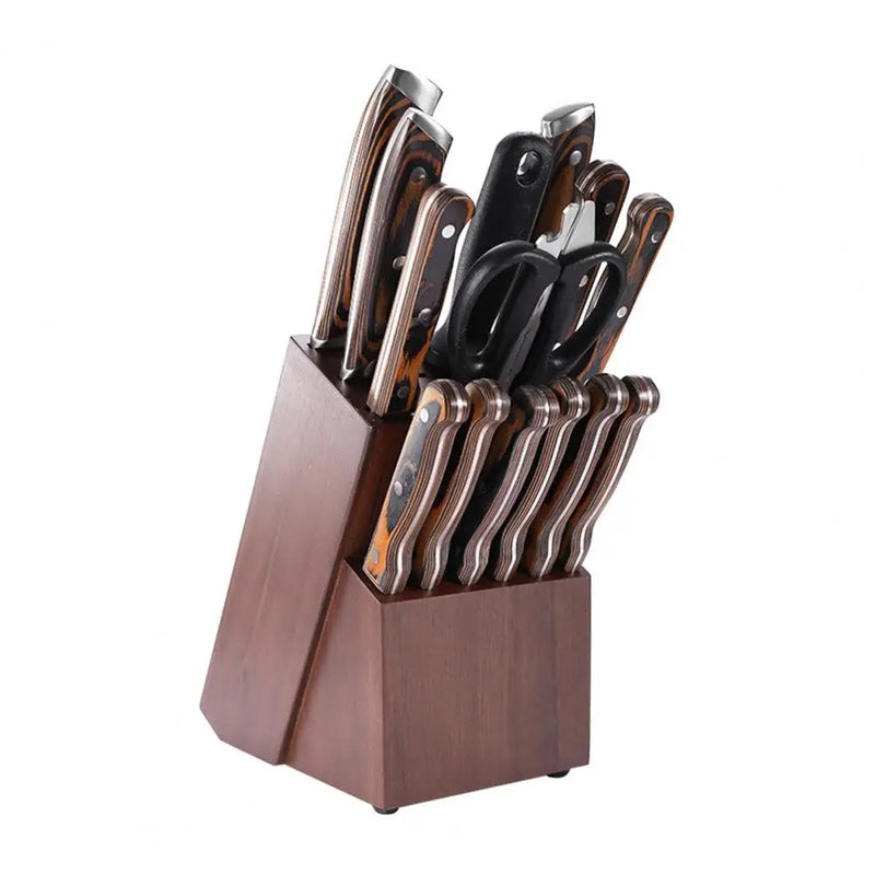 Solid Wood Cutters Holder Durable Wooden Cutter Holder 14 Slot Organizer for Kitchen Countertop Easy to for Cooking for Kitchen