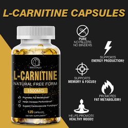 BBEEAAUU L-Carnitine Capsules Burner Fat Fat Burning Support Energy Grow Muscles Promote Metabolism Sport Supplement Health Diet