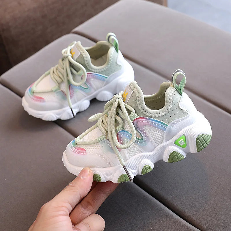 2022 Breathable Toddler Boy Sneakers Stretch Fabric Fashionable Baby Running Shoes Pink School Girl Sports Shoes Sneakers