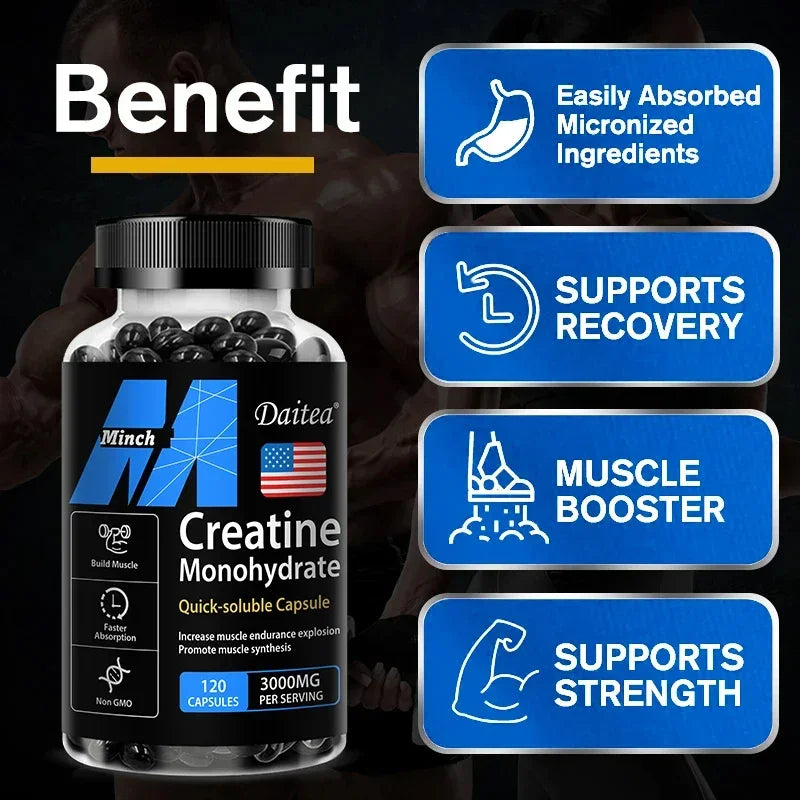 Creatine Monohydrate - 3,000 Mg Per Serving, Pre-workout Creatine To Help Build Muscle, Enhance Energy and Performance