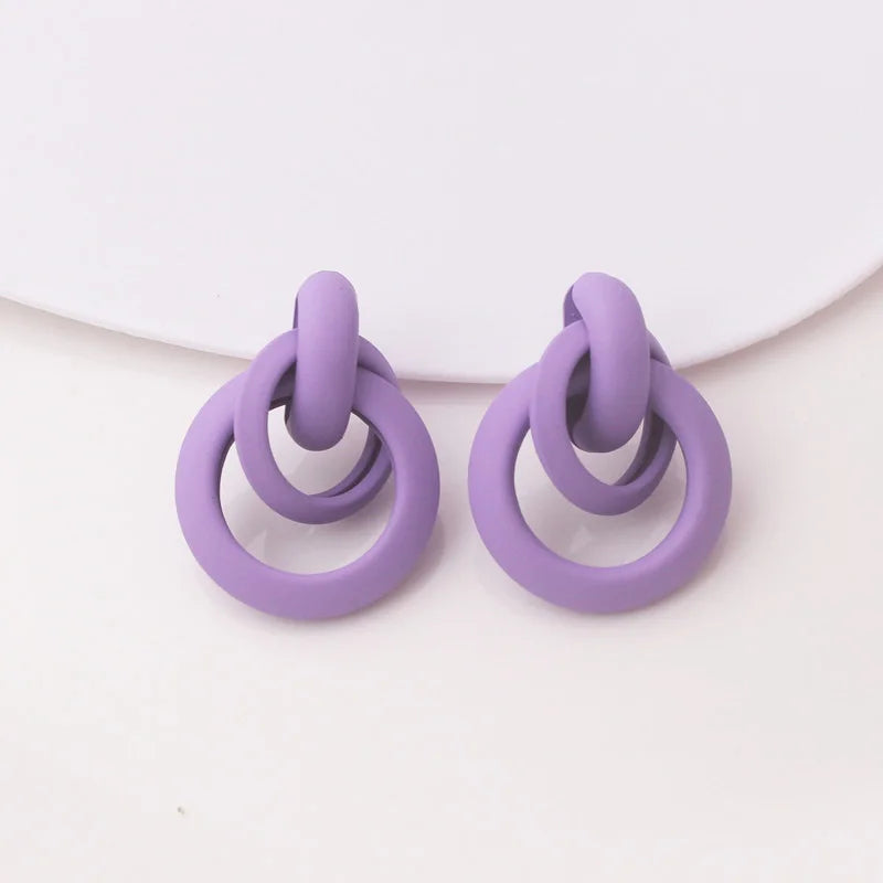 Purple Color Women Dangle Earrings Small Round Unusual Earrings Fashion Flower Butterfly Hanging earrings pendientes mujer