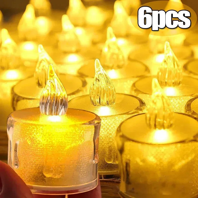 6/1Pcs Flameless LED Candle Simulation Tea Lights Birthday Wedding Fake Electric Candles Christmas Party Decoration Table Lamp