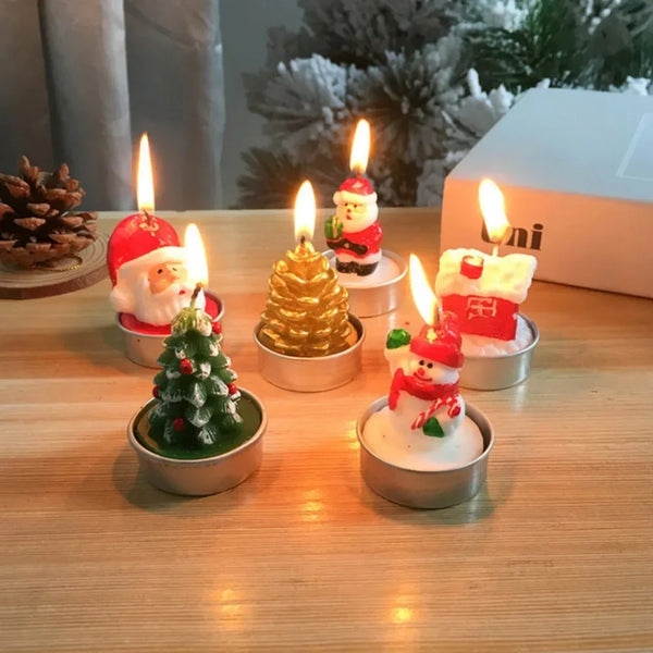 3pcs/set Creative Christmas Candles Santa Claus Pine Cones Christmas Trees Can Light Candles Home Decoration Christmas Gifts