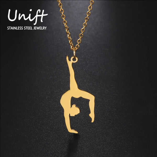 Unift Rhythmic Gymnastics Necklace Women Trend 2024 Gymnast Stainless Steel Jewelry BFF Neck Chain Dancer Girl Sport Accessories