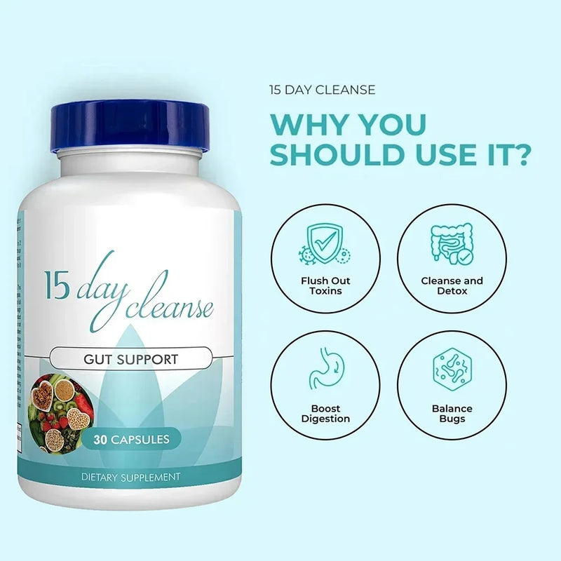 Gut and Colon Support 15-day Cleanse and Detox To Reduce Abdominal Pain, Bloating, Constipation and Aid Gut Health