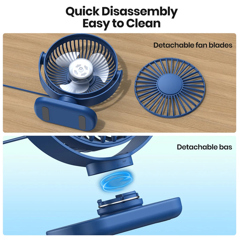 TOPK USB Small Desk Mini Portable Fan 3 Speeds Quiet Desktop Fan 360° Rotatable Adjustment Table Fan for Home Office Bedroom