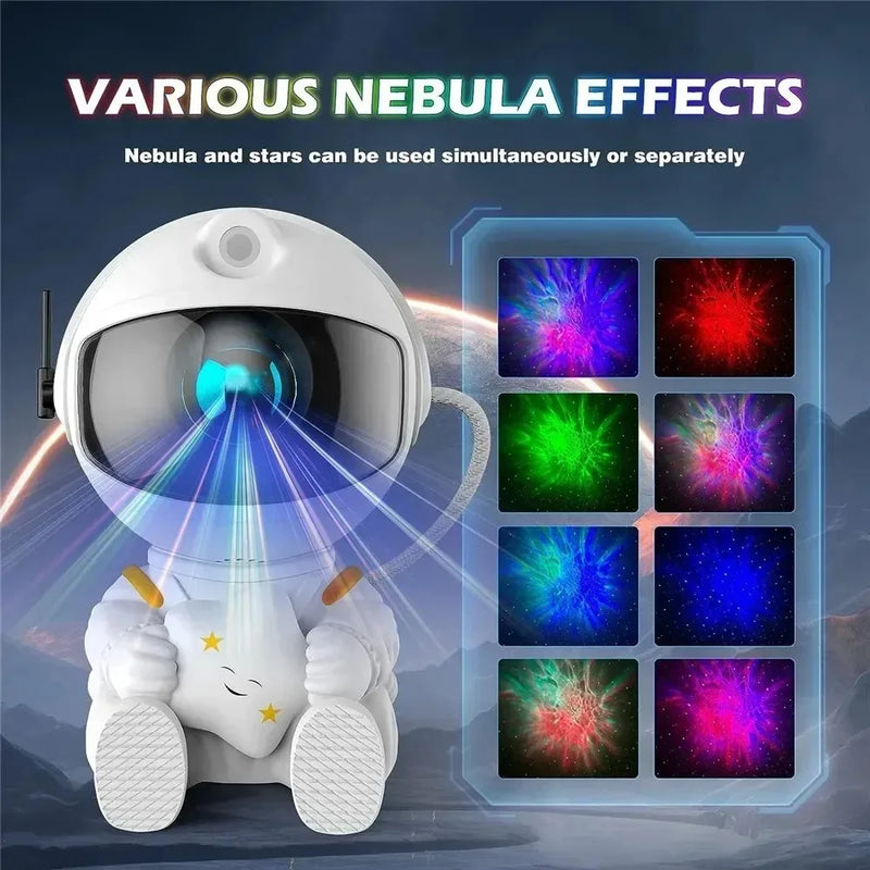 Galaxy LED Projector – Astronaut Night Light, Starry Nebula Ceiling, Home Decor.