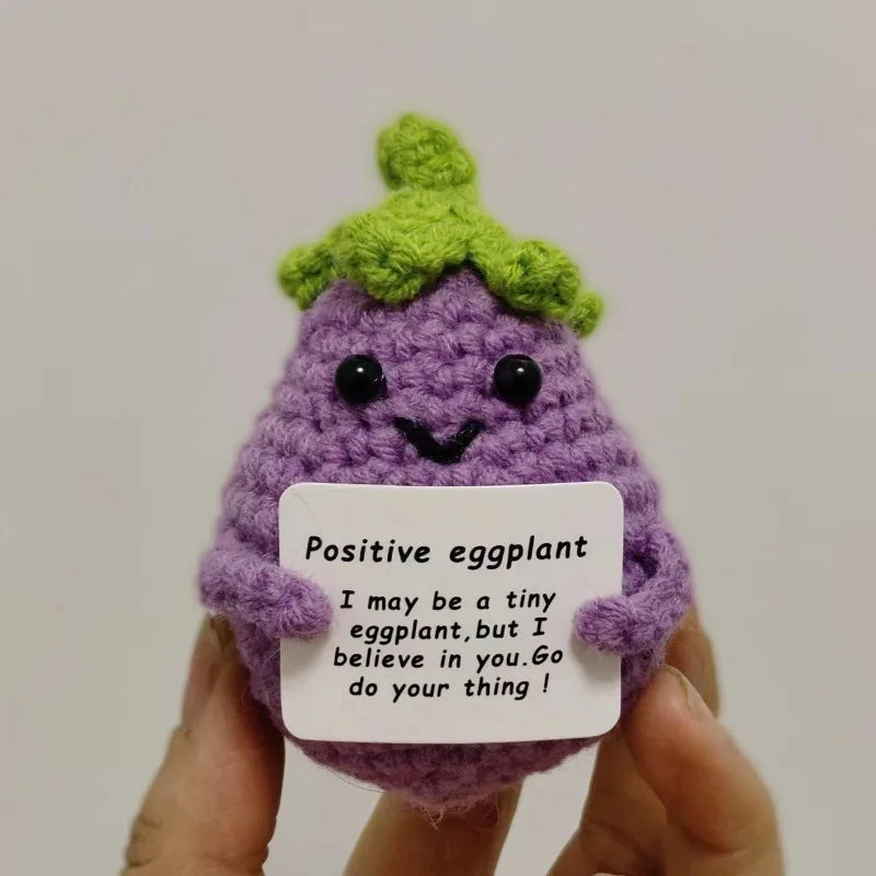 New Positive Energy Potato Eggplant Penguin Duck Knitting Doll with Card Funny Christamas Gift Home Room Decoration Party Favors