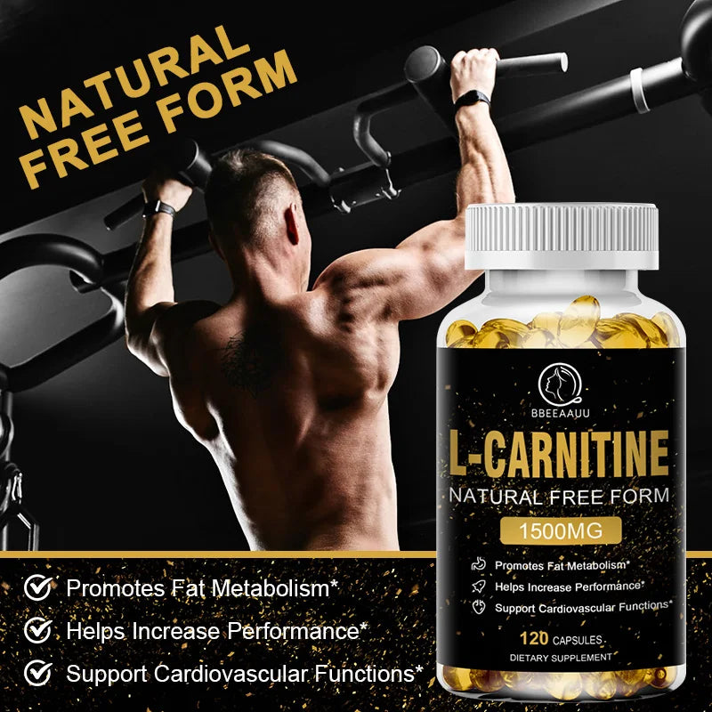 BBEEAAUU L-Carnitine Capsules Burner Fat Fat Burning Support Energy Grow Muscles Promote Metabolism Sport Supplement Health Diet