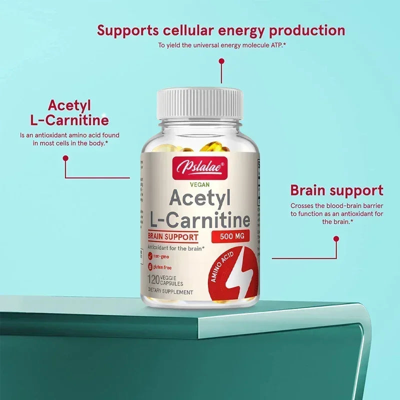 Natural Premium Acetyl-L-Carnitine Capsules - Nootropic Brain Supplement - Supports Energy Production and Metabolism