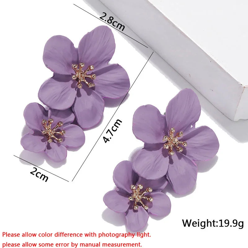 Purple Color Women Dangle Earrings Small Round Unusual Earrings Fashion Flower Butterfly Hanging earrings pendientes mujer