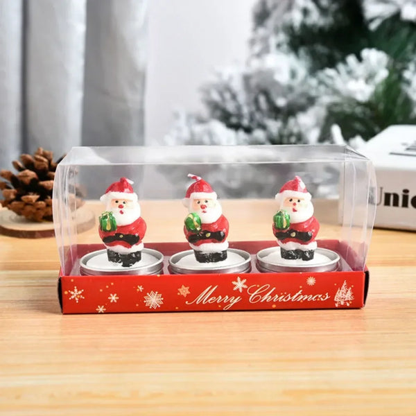 3pcs/set Creative Christmas Candles Santa Claus Pine Cones Christmas Trees Can Light Candles Home Decoration Christmas Gifts