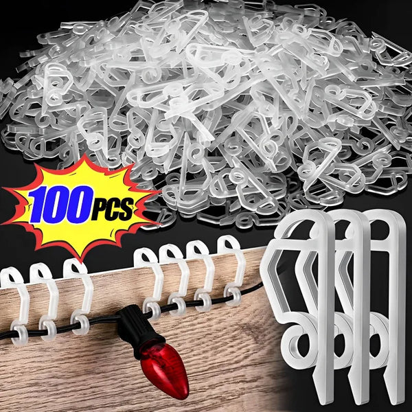 20/100Pcs Gutter Hooks Led Light Holder Christmas Lights Clips Outdoor Weatherproof S-Shaped Clip Hooks For Home Xmas Tree