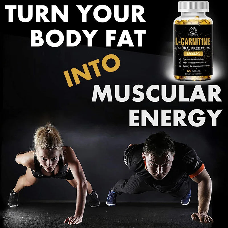 BBEEAAUU L-Carnitine Capsules Burner Fat Fat Burning Support Energy Grow Muscles Promote Metabolism Sport Supplement Health Diet