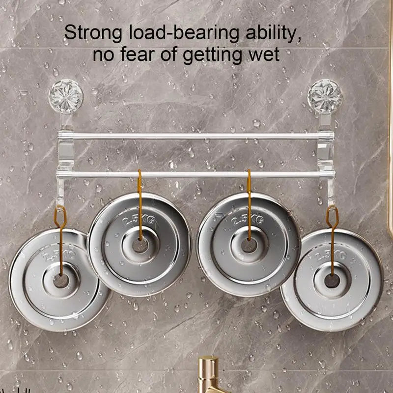 Dual-layer Suction Cup Towel Rack Stainless Steel Bath Towel Holder Shower Door Towel Bar Rack Stainless Steel Bath Towel Holder