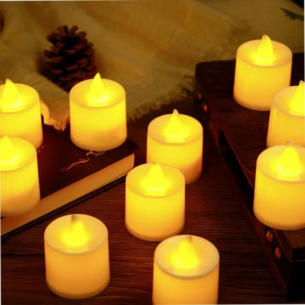 24/12PCS With Battery Flickering LED Candle Tealights Flameless Wedding Home Christmas Decor Candle Battery-powered Night Light