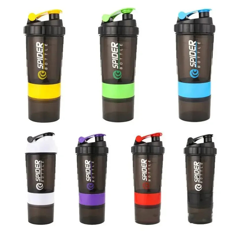 3 Layer Shaker Bottle Protein Powder Cup Sports Mixer Protein Shaker Water Bottles with Shaker Ball Protein Shakers 550ML