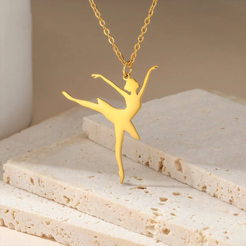 Unift Rhythmic Gymnastics Necklace Women Trend 2024 Gymnast Stainless Steel Jewelry BFF Neck Chain Dancer Girl Sport Accessories