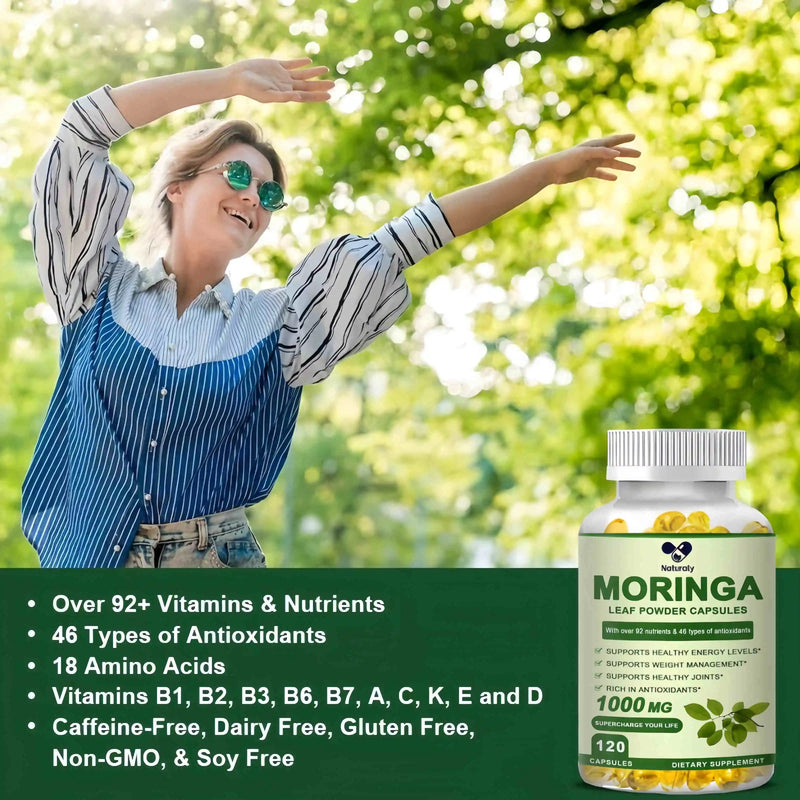 Organic Moringa Supplement Capsules | Support Immune System, Energy, Metabolism