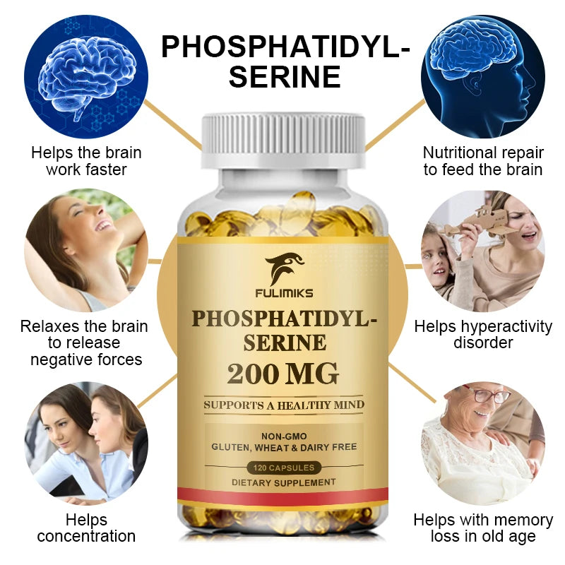 PhosphatidylSerine Capsules Brain Booster Focus Supplement Premium Brain Healthy