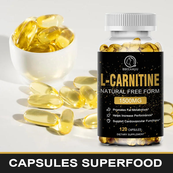 BBEEAAUU L-Carnitine Capsules Burner Fat Fat Burning Support Energy Grow Muscles Promote Metabolism Sport Supplement Health Diet