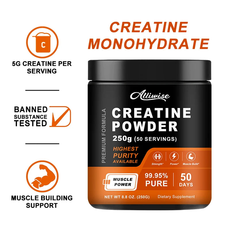 Alliwise Creatine Powder Nutritional Supplements for Pre Workout, Muscle Building&growth Supports Sport Energy and Strength