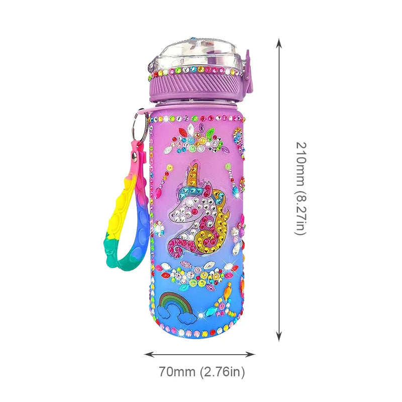 600ml Diamond Stickers Bottle with Glitter Diamond Portable Water Bottle DIY Student School Kettle Diamond Painting Crafts