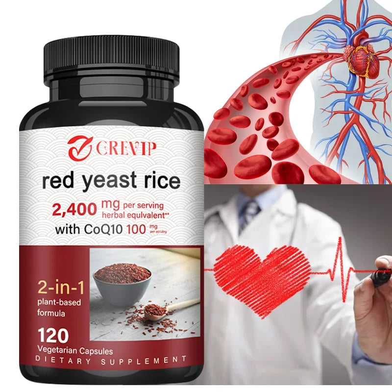 Red Yeast Rice 2,400 Mg Coenzyme 100 Mg – The Strongest Supplement – Antioxidants Support Energy and Heart Health – Non-GMO